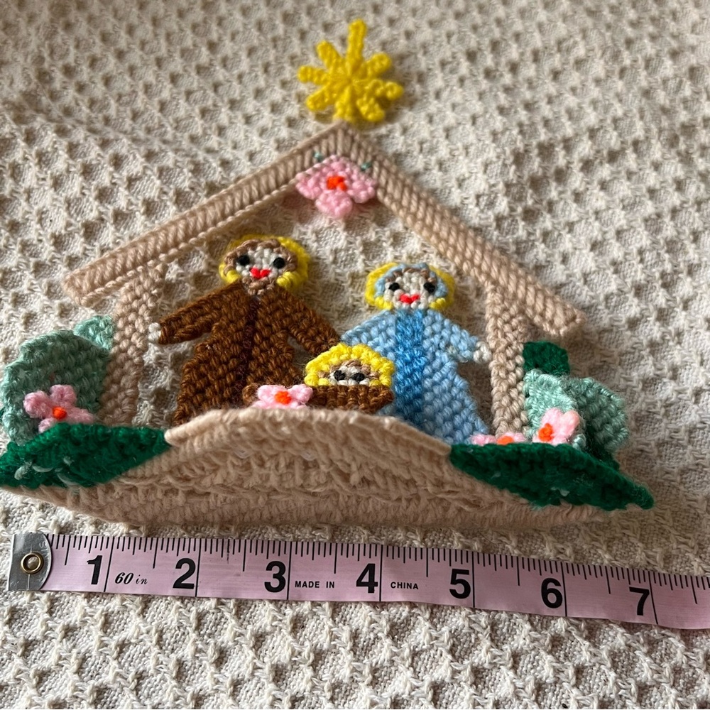 Vintage Christmas Nativity Joseph Mary‎ Jesus Needlepoint Canvas - Picture 3 of 6